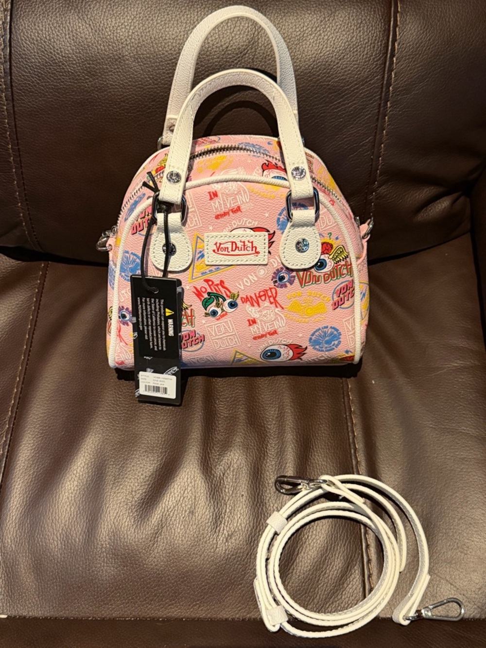 Von Dutch Pink Multicolor Mini Satchel